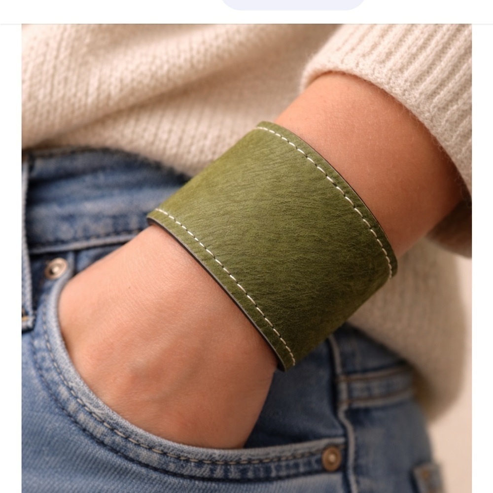 Western Boho Hide Cuff Bracelet with small money pocket
